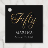 Zwarte goud naam script 50ste verjaardag bedankjes labels (Voorkant)