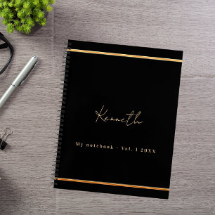 Zwarte goud naam script minimalistisch notitieboek