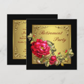 Zwarte Goud Rode Roos Vrouw Pensioneringsfeest Kaart (Voorkant / Achterkant)