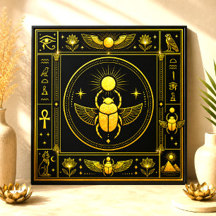 Zwarte Goud Scarabee Egyptisch Symbool Decor Kunst Tegeltje