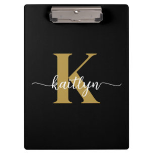 Zwarte Goud Schrift Monogram Klembord
