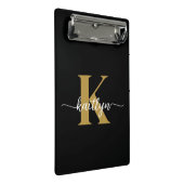 Zwarte Goud Schrift Monogram Mini Klembord (Schuin)