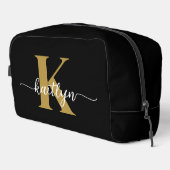 Zwarte Goud Schrift Monogram Toilettasje (Rechterhoek)