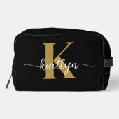 Zwarte Goud Schrift Monogram Toilettasje (Achterkant)