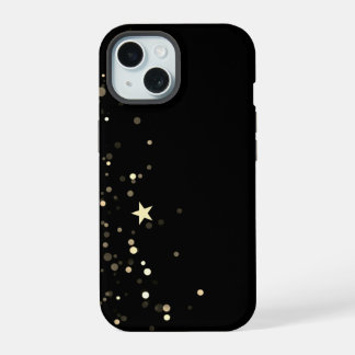 Zwarte Goud Sterrennacht telefoonhoes iPhone 15 Hoesje