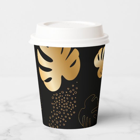 zwarte goudbladeren, cups papieren bekers (Links)
