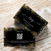Zwarte goudbruidwebsite RSVP QR-code Informatiekaartje
