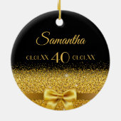 Zwarte goudbruine monogram keramisch ornament (Achterkant)