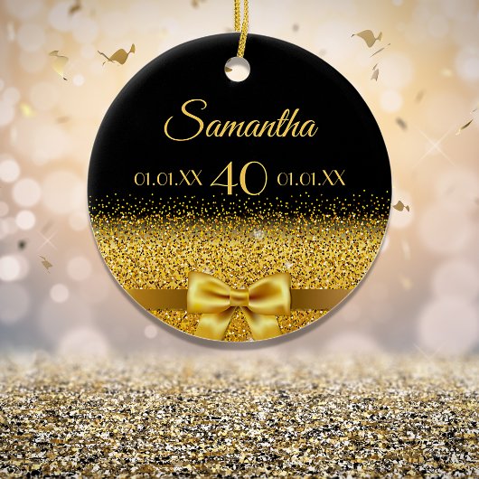 Zwarte goudbruine monogram keramisch ornament