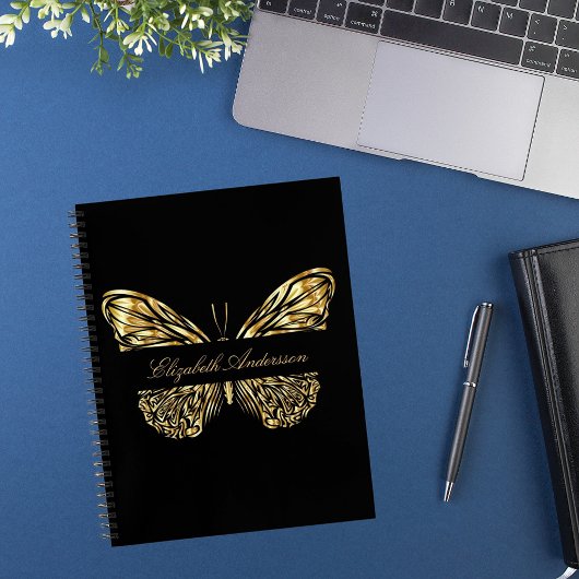 Zwarte goudbruine vlinder notitieboek