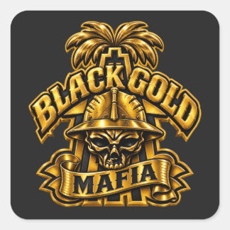 ZWARTE GOUDE MAFIA VIERKANTE STICKER