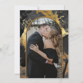 Zwarte goudelegant abstracte FOTO-bruiloft Kaart (Achterkant)