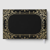 Zwarte goudelegante romantische bruiloft gastenboek (Achterkant)