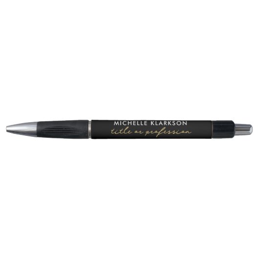 Zwarte Gouden Aangepaste Script Zakelijk Beroeps T Pen (Voorkant)