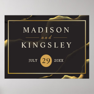 Zwarte gouden Abstracte Amazing Wedding Sign Poster
