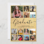 Zwarte & Gouden Afstudeerfoto Collage 13 Afstudeer Aankondiging (Voorkant)