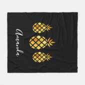 Zwarte gouden ananas naam script modern fleece deken (Voorkant (Horizontaal))