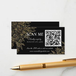 Zwarte Gouden Art Deco Glamoureuze Huwelijks-RSVP Informatiekaartje