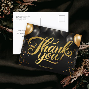 Zwarte Gouden Ballonnen Zakelijk Bedankt Briefkaart