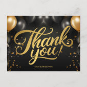 Zwarte Gouden Ballonnen Zakelijk Bedankt Briefkaart (Voorkant)