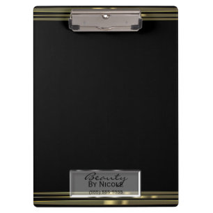 Zwarte Gouden Band Elegante Chique Glam Persoonlij Klembord