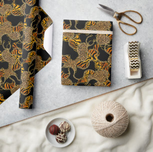 Zwarte Gouden Barok Glam Volwassenen Verjaardag Cadeaupapier