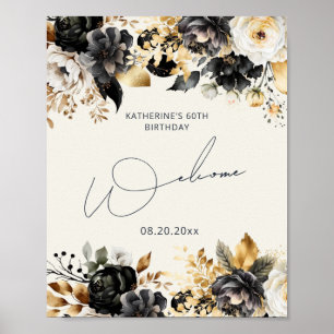 Zwarte Gouden Bloem 60e Verjaardag Poster