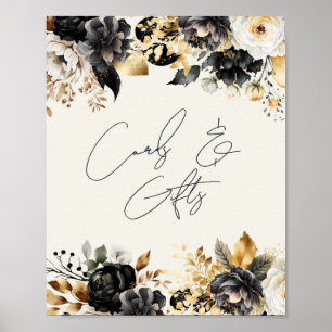 Zwarte Gouden Bloem 60e Verjaardagskaarten Cadeaus Poster