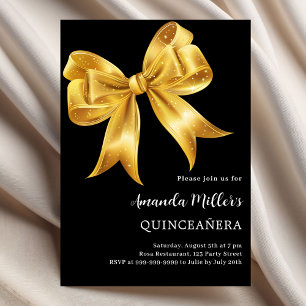 Zwarte gouden boog Quinceanera luxe Kaart