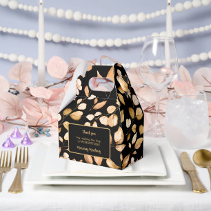 Zwarte Gouden Botanische Quinceañera Favor Doos Bedankdoosjes