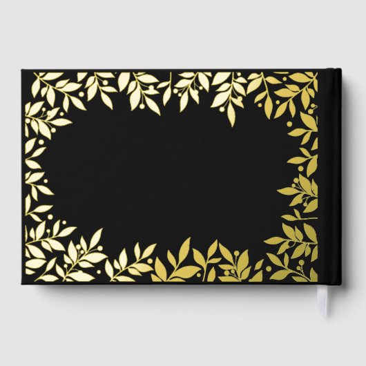 Zwarte gouden botanische trouw gastenboek (Achterkant)