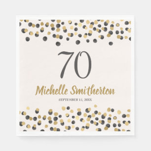 Zwarte Gouden Confetti Glitter 70ste Verjaardag Servet