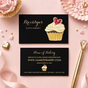Zwarte Gouden Cupcake Bakkerij Visitekaartje