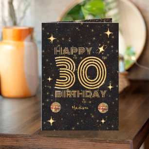Zwarte Gouden Dansende Disco Bal 30e Verjaardag Kaart