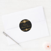 Zwarte & gouden diamanten juweel bruiloft sticker (Envelop)