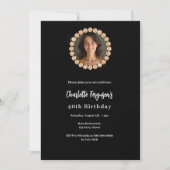 Zwarte gouden diamanten verjaardagsfeest foto kaart (Voorkant)