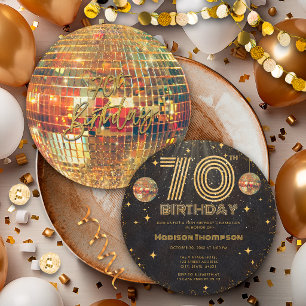 Zwarte Gouden Disco Bal Gouden Verjaardag 70ste Fe Kaart