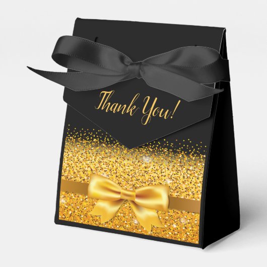 Zwarte gouden elegante Dank je wel Bedankdoosjes (Voorkant Zijde)