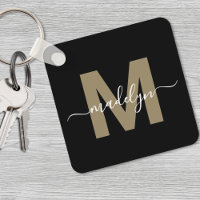 Zwarte Gouden Elegante Naam Monogram