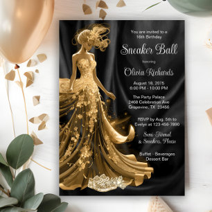 Zwarte Gouden Elegante Sneaker Bal Kaart