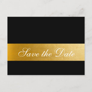 Zwarte Gouden Elegante Trouwkaart 'Save the Date' Aankondigingskaart
