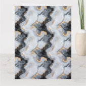 Zwarte, gouden en witte marmeren gevouwen wenskaar kaart (Achterkant)