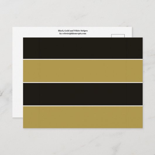 Zwarte, gouden en witte strepen briefkaart (Voorkant / Achterkant)