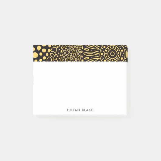 Zwarte Gouden Etnische Bloemige Persoonlijke Post- Post-it® Notes (Voorkant)