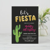 Zwarte & Gouden Fiesta Uitnodiging (Staand voorkant)