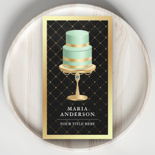 Zwarte Gouden Folie Aangepaste Mintgroene Cake Bak Visitekaartje