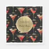 Zwarte Gouden Glam Drinks Bruids Bruiloft Servet (Voorkant)