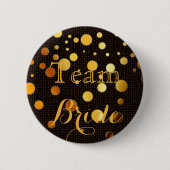 Zwarte Gouden Glitter Bruiloftsteam Bruid Ronde Button 5,7 Cm (Voorkant)