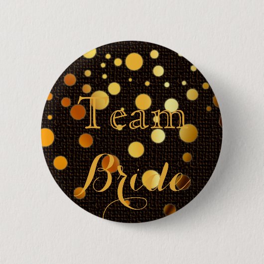 Zwarte Gouden Glitter Bruiloftsteam Bruid Ronde Button 5,7 Cm (Voorkant)