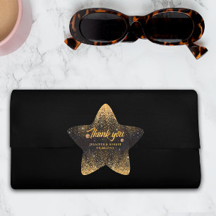 Zwarte Gouden Glitter Disco Ballen Bruiloft Bedank Ster Sticker
